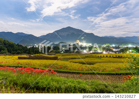 秋夜，月光灑在秩父寺坂梯田上，景色迷人。 143210827