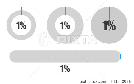 1% pie chart and progress bar set, percentage display icon material 1% pie chart and progress bar set, percentage display icon material 143210936