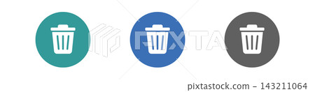 Trash can icon set, round pictograms usable for web design and app UI. Trash can icon set, round pictograms usable for web design and app UI. 143211064