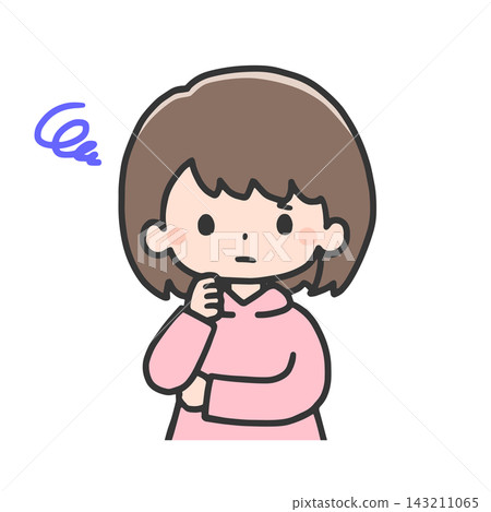 一個表情憂慮的女孩（上身） 143211065