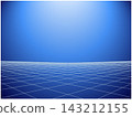 A futuristic technology background with a blue grid floor and gradient lighting. 143212155