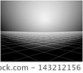 A futuristic black grid floor and a dark gradient background. 143212156