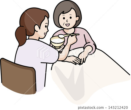 A woman assisting another woman with her meal. 143212420