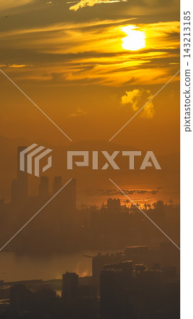 Hong Kong Sept 26 2026 sunset silhouette of city skyline and harbor Hong Kong Sept 26 2026 sunset silhouette of city skyline and harbor 143213185