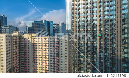 Hong Kong Sept 5 2026 Modern glass skyscrapers contrast 143213198