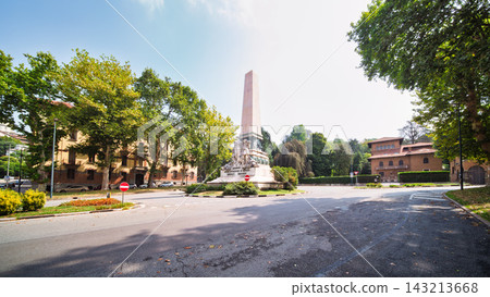 Turin Italy Piazza Crimea square with the Monument to the Crimean Expedition under a clear blue sky Turin Italy Piazza Crimea square with the Monument to the Crimean Expedition under a clear blue sky 143213668