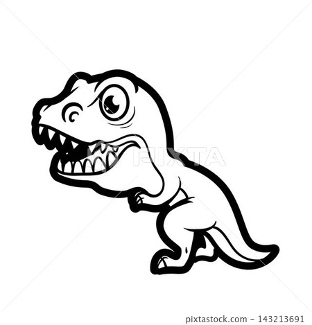 Cartoon tyrannosaurus outline for coloring on a white background Cartoon tyrannosaurus outline for coloring on a white background 143213691
