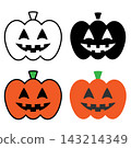 Pumpkin icon, Halloween, simple, black and white, color, vector illustration 143214349