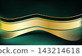 Elegant dark green abstract background featuring wavy golden ribbon layers with fine line textures and copy space. Perfect for luxury branding, VIP invitation cards, and corporate presentation banners 143214618