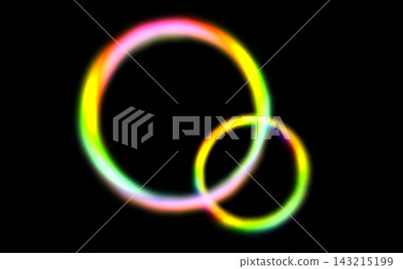 A frame illustration featuring two overlapping circles of different sizes, each glowing in vibrant colors, against a black background. A frame illustration featuring two overlapping circles of different sizes, each glowing in vibrant colors, against a black background. 143215199