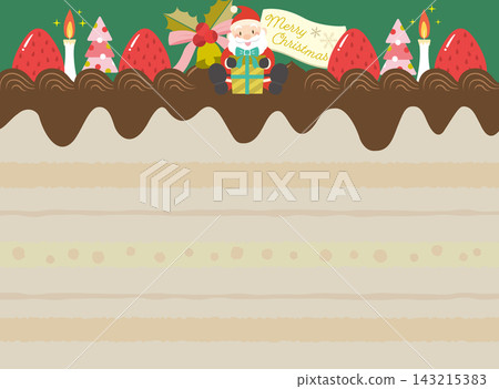 A frame featuring Santa Claus and a cross-section of a Christmas cake. A frame featuring Santa Claus and a cross-section of a Christmas cake. 143215383