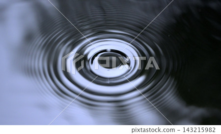 Concentric ripples created by raindrops on the water's surface Concentric ripples created by raindrops on the water's surface 143215982