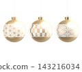 3DCG transparent images of three types of gold ball ornaments with translucent Japanese patterns. 143216034