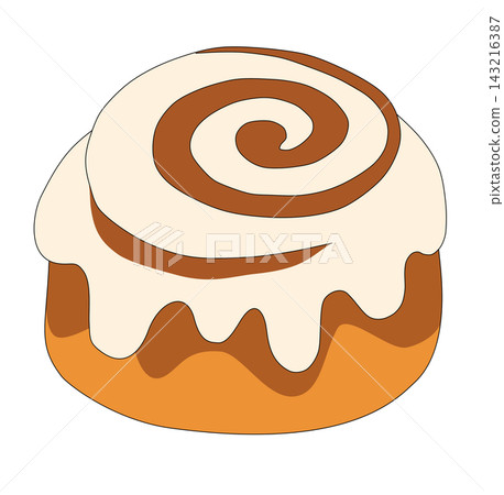 Cinnamon roll pastry baked bun white glaze element sticker print visual graphic clipart artwork design icon illustration Cinnamon roll pastry baked bun white glaze element sticker print visual graphic clipart artwork design icon illustration 143216387