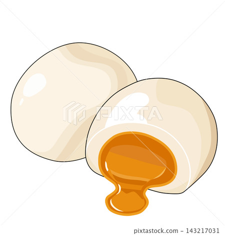Steamed custard bun halves lava salted egg filling element sticker print visual graphic clipart artwork design icon illustration Steamed custard bun halves lava salted egg filling element sticker print visual graphic clipart artwork design icon illustration 143217031