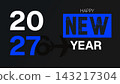 Happy new year 2027 typography design with minimalist rocket silhouette typography silhouette celebration minimalist template creative business abstract illustration announcement innovation 143217304