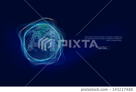 Global AI Technology Banner with Circuit Earth and Copy Space Global AI Technology Banner with Circuit Earth and Copy Space 143217488