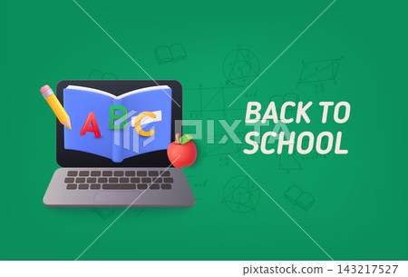 Online Back to School Learning with Laptop and Open Book Online Back to School Learning with Laptop and Open Book 143217527