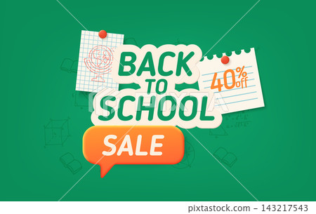 Back to School Sale with Paper Notes and 40 Percent Discount Back to School Sale with Paper Notes and 40 Percent Discount 143217543
