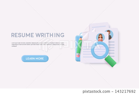 Resume Writing Service Landing Page with Call to Action Button, Candidate Documents and Magnifying Glass for Career Support and Job Search Resume Writing Service Landing Page with Call to Action Button, Candidate Documents and Magnifying Glass for Career Support and Job Search 143217692