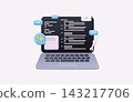 Software Development and Programming Code on Laptop with HTML CSS and JavaScript 143217706