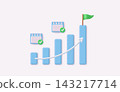 Business Growth Planning and Progress Tracking with Calendar and Rising Chart 143217714