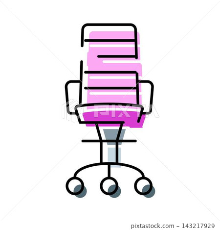 Pink ergonomic office chair line art drawing Pink ergonomic office chair line art drawing 143217929