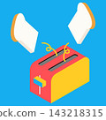 Vector illustration of a slice of bread popping out of a toaster. 143218315