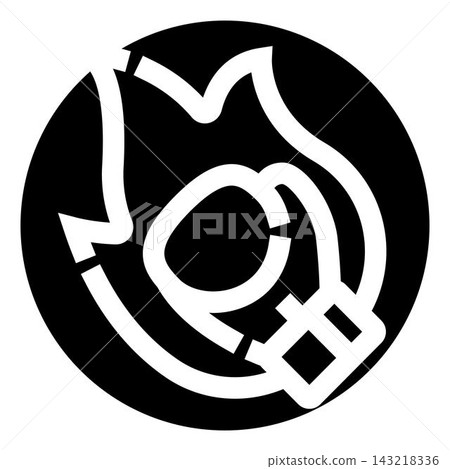 Boxing glove with fire flame line art icon 143218336