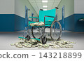 Wheelchair filled with money 3d healthcare costs 143218899