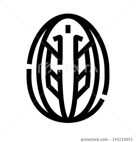 Nutmeg seed line art depicting a spice ingredient Nutmeg seed line art depicting a spice ingredient 143218951