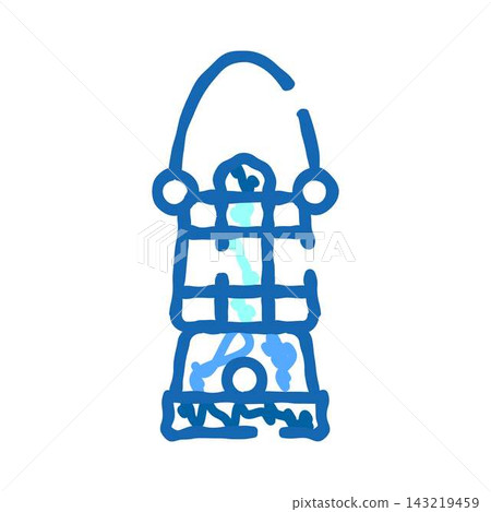 Hand drawn blue oil lamp icon doodle Hand drawn blue oil lamp icon doodle 143219459