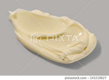 Melted cheese isolated on grey background, top view Melted cheese isolated on grey background, top view 143219627