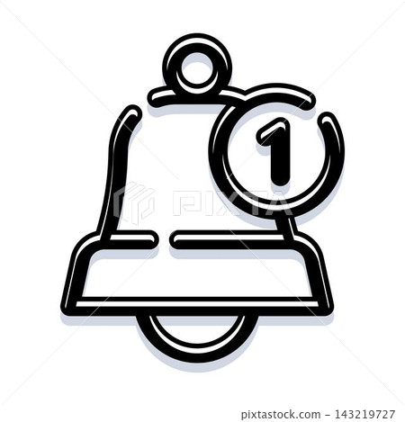 Notification bell showing one new message alert Notification bell showing one new message alert 143219727