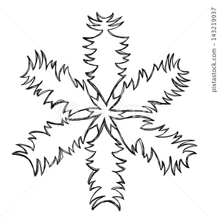 Hand-drawn line art of a snowflake (with feather-like branches) Hand-drawn line art of a snowflake (with feather-like branches) 143219937