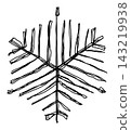 Hand-drawn snowflake (comb-shaped branch) line art 143219938