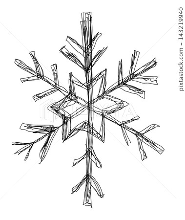 Roughly hand-drawn snowflake line art Roughly hand-drawn snowflake line art 143219940