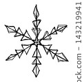 Hand-drawn snowflake (diamond-shaped tip) line drawing 143219941