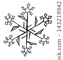 Hand-drawn snowflake (tip of a small crystal) line drawing 143219942