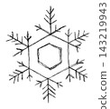Hand-drawn snowflake (center of a hexagon) line drawing 143219943