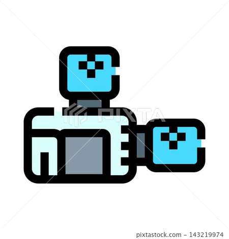 Recording video with a pixelated retro camera icon Recording video with a pixelated retro camera icon 143219974