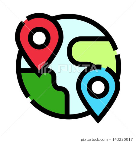 Globe with multiple location markers global positioning system Globe with multiple location markers global positioning system 143220017