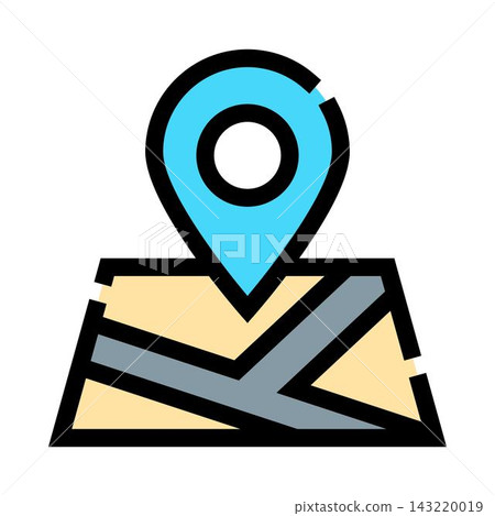 Map illustration marking location on navigation route 143220019