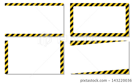 A set of yellow and black striped frames. Editable vector graphics. A set of yellow and black striped frames. Editable vector graphics. 143220036