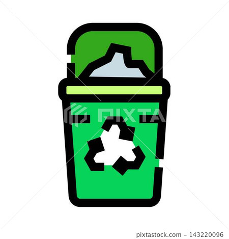 Green recycling bin full of crumpled paper Green recycling bin full of crumpled paper 143220096