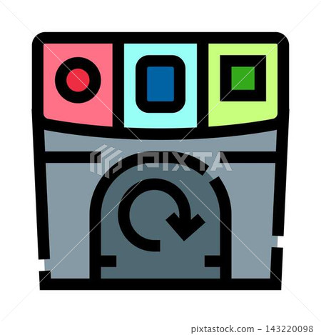 Recycling bin separating waste materials line icon Recycling bin separating waste materials line icon 143220098