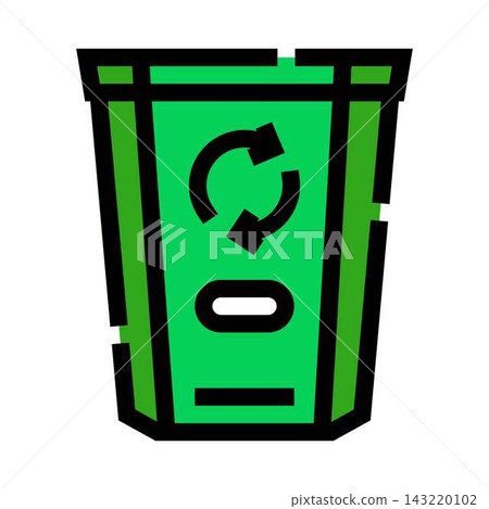 Green recycling waste bin with arrows symbol 143220102