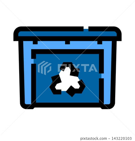 Blue recycling bin symbol for waste management 143220103
