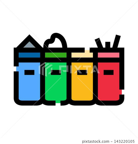 Recycling bins sorting waste for environmental protection Recycling bins sorting waste for environmental protection 143220105
