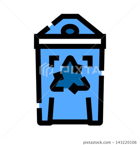Blue recycle bin icon for environmental sustainability Blue recycle bin icon for environmental sustainability 143220106